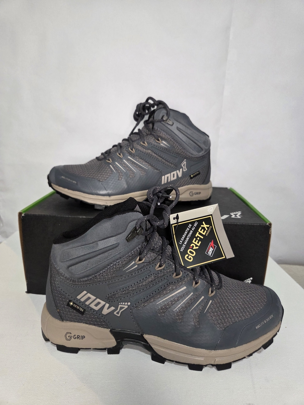 Inov-8 Roclite G 345 GTX V2 Womens Hiking Boot Sz 7.5 Graphite Taupe Lace Up